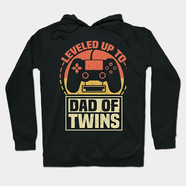 Gamer Dad Fathers Day Leveled Up To Dad Of Twins Vintage Hoodie by Alinutzi